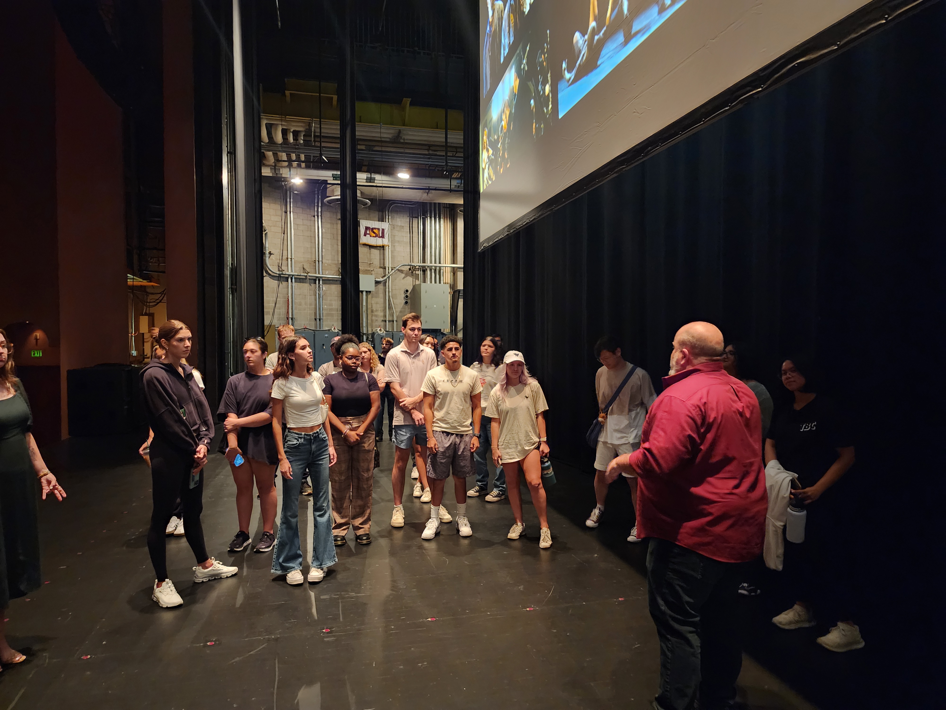 PRM 423 students behind the scenes at ASU Gammage.